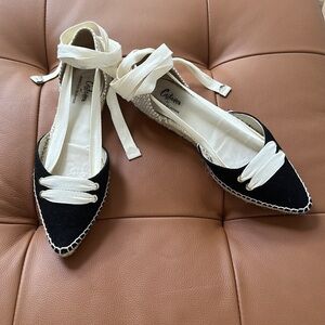 Manolo Blahnik + Castanet Black & White Espadrille Flats